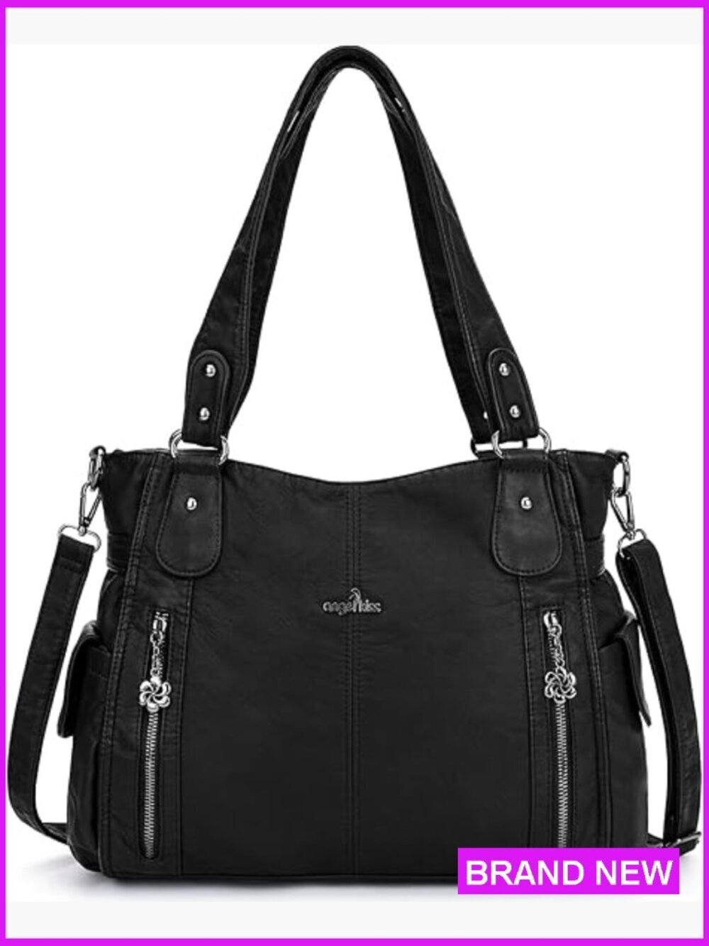 Top-Handle Hobo Purse Roomy Casual Shoulder Bag PU Tote Satchel Handbag